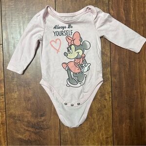 Disney baby Minnie Mouse pale pink long sleeve onesie adored by yourself 6-9 mth